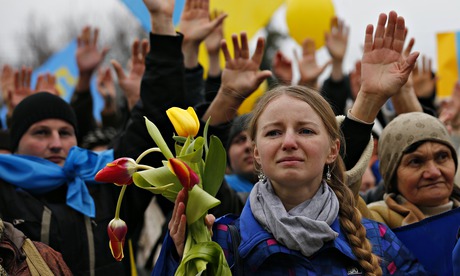 Pro-Ukrainian supporters in Simferopol